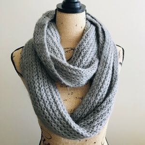 Grey knitted infinity scarf